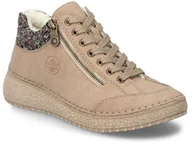 Botki damskie - Botki trzewiki damskie Rieker 50903-20 zimowe ocieplane beżowe -37 - miniaturka - grafika 1