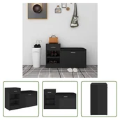 Szafki na buty - The Living Store Ławka na buty czarny wysoki połysk 94,5x31x57 cm Materiał drewnopochodny - miniaturka - grafika 1