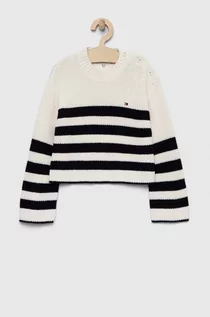Swetry dla dziewczynek - Tommy Hilfiger sweter dziecięcy kolor biały - grafika 1