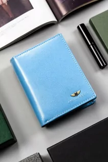 Portfele - Peterson Skórzany portfel damski średnich rozmiarów niebieski - grafika 1