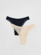 Majtki damskie - Reserved - Siateczkowe majtki 2 pack - granatowy - miniaturka - grafika 1