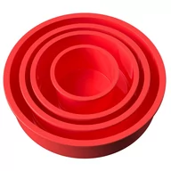 Formy do ciast - 4 Piece Set Round Silicone Cake Moulds in CZERWONY - 10 cm, 16,3 cm, 19,8 cm, 25 cm - For Baking Cakes Layer Cakes - miniaturka - grafika 1
