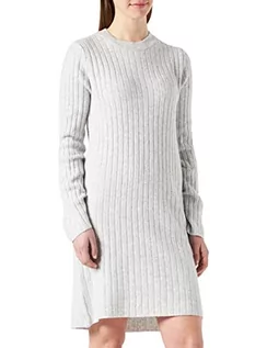 Sukienki - PIECES Damska sukienka PCHALENA LS O-Neck Knit PB BC, Light Grey Melange, M - grafika 1