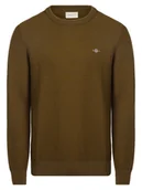 Swetry męskie - Gant - Sweter męski z dodatkiem wełny merino, zielony - miniaturka - grafika 1