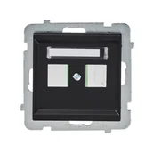 Klawisze i ramki - Ospel Plakietka podwójnego gniazda komputerowego SONATA Czarny GPK-2R/p/33 - miniaturka - grafika 1