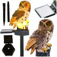 Lampy ogrodowe - LAMPA SOLARNA LED SOWA EFEKT ZWIERZE PTAK LAMPKA SOLARNA WBIJANA PUCHACZ - miniaturka - grafika 1