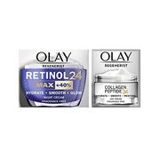 Kremy do twarzy - Olay Retinol MAX Krem nawilżający na noc z retinoidem i witaminą B3, 50 ml, zawiera peptyd kolagenowy 24 dzień nawilżający do twarzy, 15 ml, prezenty dla kobiet - miniaturka - grafika 1