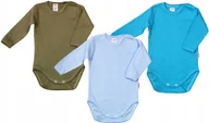 Body dla niemowląt - BODY długi rękaw 3PAK Khaki/Niebieskie/Turkus r 68 KLEKLE - miniaturka - grafika 1