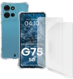 Bizon Elastyczne etui + 2x folia na ekran Case Clear Pack do Motorola Moto G75 5G - Etui i futerały do telefonów - miniaturka - grafika 1