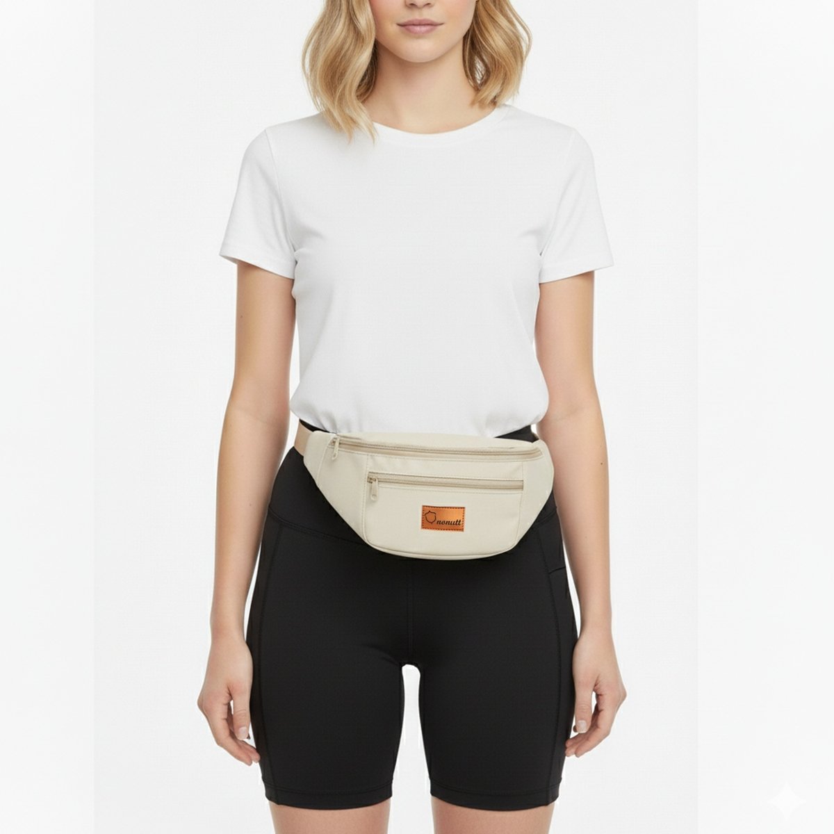 SASZETKA NERKA BEŻOWA SPORTOWA MIEJSKA BIODRÓWKA PODRÓŻNA POJEMNA NONUTT