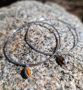 Kolczyki srebrne Koła boho z kamieniami - Kolczyki - miniaturka - grafika 1