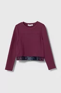 Bluzki dla dziewczynek - Calvin Klein Jeans longsleeve dziecięcy kolor fioletowy - miniaturka - grafika 1