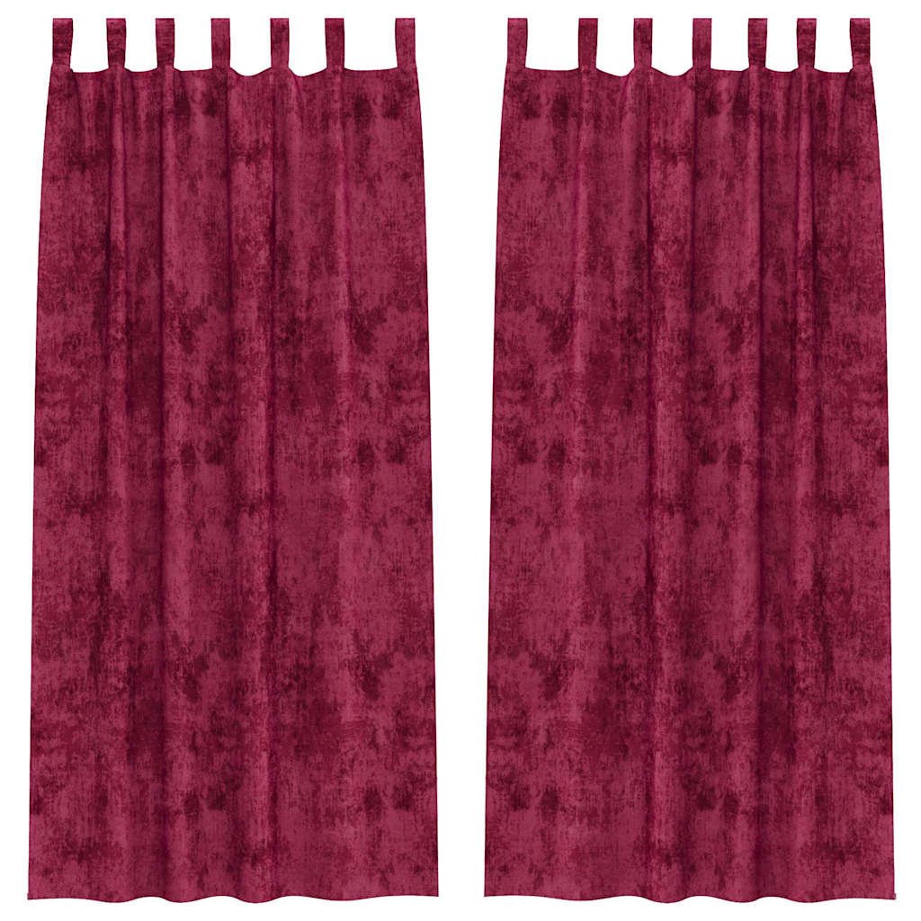vidaXL Zasłona z zasłonami 2 pcs czerwone wino 225 x 140 cm Aksamit