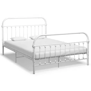 vidaXL Rama łóżka, biała, metalowa, 140 x 200 cm - Łóżka - miniaturka - grafika 1