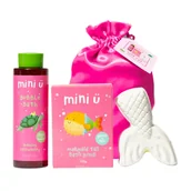 Kosmetyki kąpielowe dla dzieci - Mini-U Strawberry Mermaid Set: Bubble Bath 250ml + Mermaid Tail Bath Bomb 150g - miniaturka - grafika 1