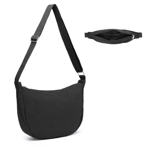 Miss Lulu Półksiężyc torba dla kobiet, wodoodporna nylonowa torba na ramię, codzienna torba na klatkę piersiową, mała torebka crossbody z regulowanym paskiem do uprawiania sportów rekreacyjnych,