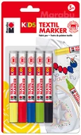Zabawki kreatywne - Markery do tekstyliów Marabu KiDS - zestaw dla dzieci - 5 sztuk - miniaturka - grafika 1