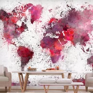 Fototapety - Fototapeta samoprzylepna - Mapa świata: czerwone akwarele (rozmiar 98x70) - miniaturka - grafika 1