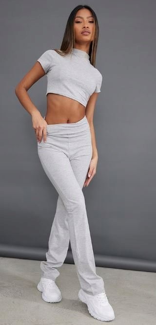 PRETTYLITTLETHING SPODNIE SZARE DŁUGIE 40 EGR