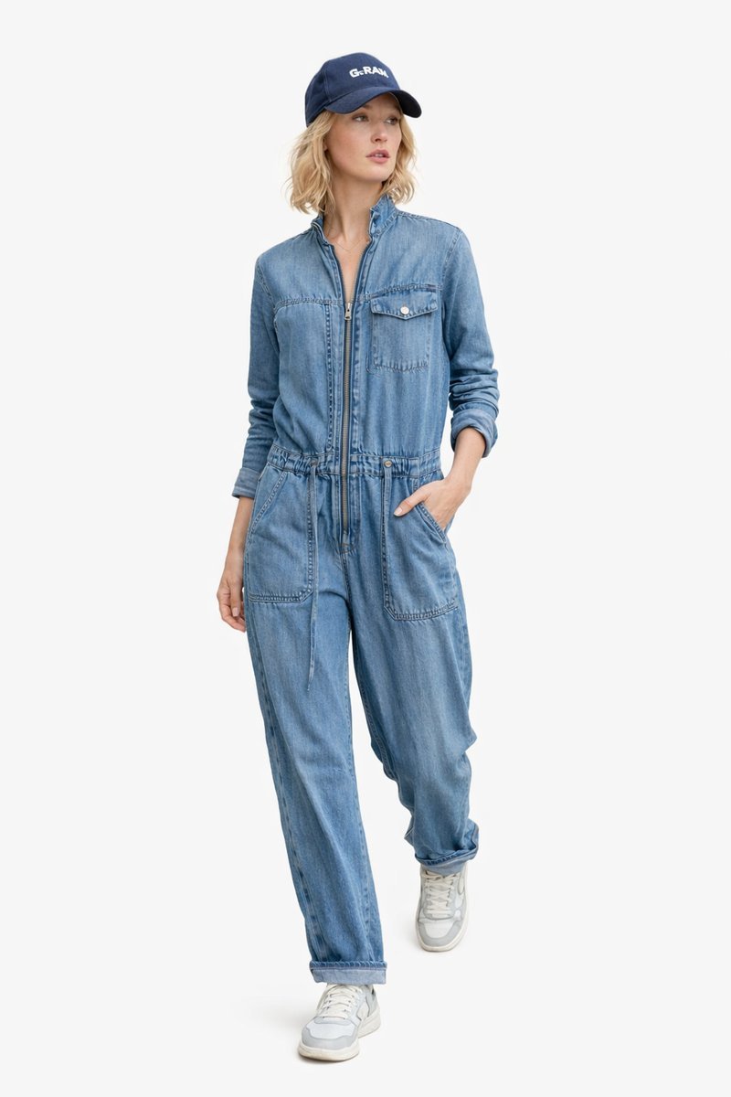 G-STAR RAW DŻINSOWY KOMBINEZON Z DŁUGIM RĘKAWEM I PROSTYMI NOGAWKAMI L 1I3A