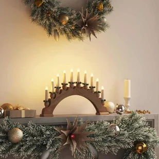 vidaXL Świąteczny Łuk Świec z 10 Świecami LED Brązowy 47 x 5 x 29 cm - Oświetlenie świąteczne - miniaturka - grafika 1