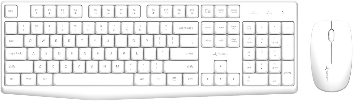 Triadyn Bezprzewodowy Zestaw Biurowy ELTANIN Klawiatura PORTIA i Mysz BELINDA 1600 DPI Biały
