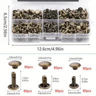 Rękodzieło - TEMU 240 zestawów kołków do skóry, kołki do skóry 3 rozmiary kołki do skóry z podwójnymi kołkami do DIY rzemiosła skórzanej, - miniaturka - grafika 1