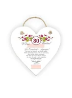 Dekoracje domu - Zawieszka Serce 05 - W dniu 80 urodzin (lat osiemdziesiąt)... - S/05/504 - miniaturka - grafika 1