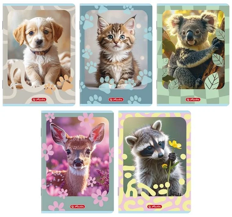 Zeszyt A5 32 kartki linia podwójna Animals mix wzorów 10 sztuk Herlitz