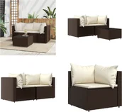Meble ogrodowe - vidaXL 3-częściowy zestaw wypoczynkowy do ogrodu z poduszkami z brązowego polirattanu - Zestaw wypoczynkowy do ogrodu - Zestawy wypoczynkowe do ogrodu - Zestaw wypoczynkowy na zewnątrz - Zestaw wypoczynkowy na taras - miniaturka - grafika 1