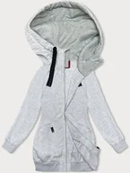 Bluzy damskie - Luźna długa bluza damska ze ściągaczami jasnoszara (AMG-332A) - LHD - miniaturka - grafika 1