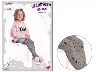 Rajstopy dziecięce HALLOWEEN KOTY 128-134 Grey - Rajstopy - miniaturka - grafika 1
