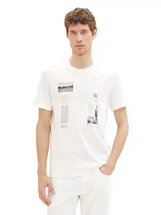 TOM TAILOR T-shirt męski z nadrukiem fotograficznym, 10332 – Off White, M - Koszulki męskie - miniaturka - grafika 1