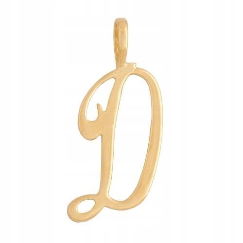 Złota Przywieszka 585 Literka D Fantazyjna 0.80 g Rodium