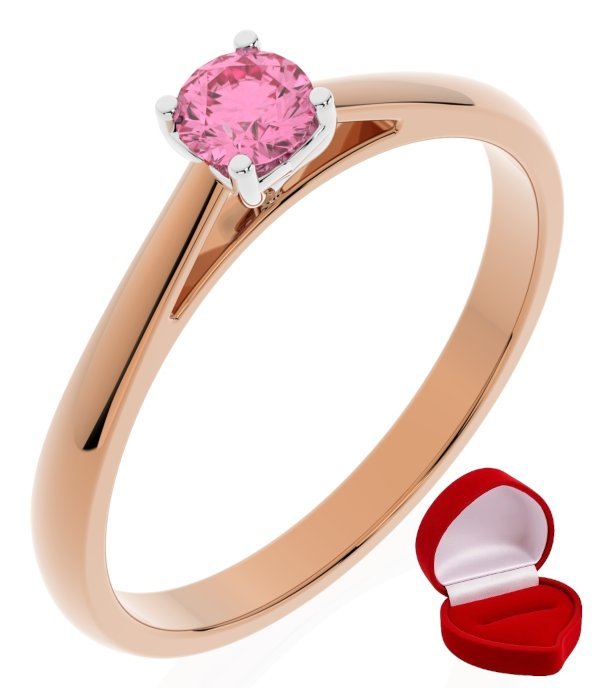 ZŁOTY PIERŚCIONEK ZARĘCZYNOWY 585 14k SZAFIR 0,24 ct RÓŻOWE ZŁOTO R17