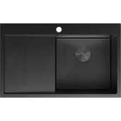 Zlewozmywaki - Mexen Exar zlewozmywak stalowy 1-komorowy z ociekaczem prawy 780 x 480 mm, czarny HC - 6434781010P-70HC - miniaturka - grafika 1