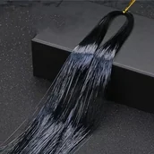 Ozdoby do włosów - Przedłużki do włosów błyszczące pasemka kosmyki 93 cm Czarne - miniaturka - grafika 1