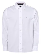 Koszule męskie - Tommy Hilfiger Koszula męska Mężczyźni Regular Fit Bawełna biały jednolity button down, S - miniaturka - grafika 1
