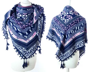 DAMSKA WZORZYSTA CHUSTA APASZKA ETNO Z FRĘDZLAMI - Apaszki i szaliki damskie - miniaturka - grafika 1