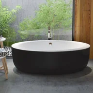 Wanny - VENTE-UNIQUE Wanna wolnostojąca owalna - 251 L - 185 x 90 x 58 cm - czarna - akrylowa - MARMATI - miniaturka - grafika 1