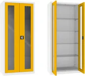 Meble i wyposażenie gabinetów medycznych - NSML.112.9010.1023 szafa lekarska 2-skrzydłowa 1-komorowa biało-żółta - miniaturka - grafika 1