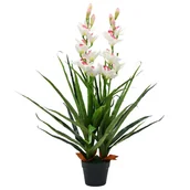 Sztuczne kwiaty - vidaXL Sztuczny storczyk cymbidium z doniczką, 100 cm, zielony - miniaturka - grafika 1