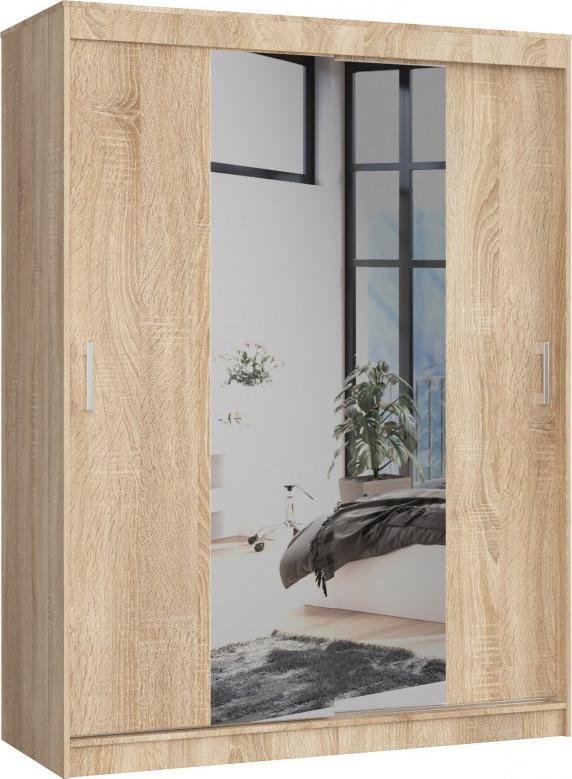 Fabryka Mebli Akord Szafa przesuwana 150 cm z lustrem dąb sonoma