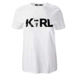 Damska Koszulka z krótkim rękawem KARL LAGERFELD IKONIK 2.0 KARL LOGO T-SHIRT 230W1706-100 – Biały - Koszulki i topy damskie - miniaturka - grafika 1