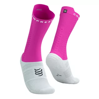 Skarpetki kolarskie - COMPRESSPORT Skarpetki rowerowe PRORACING SOCKS V4 BIKE white/neo pink - grafika 1