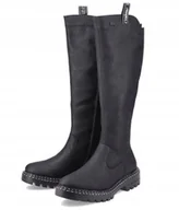 Kozaki damskie - RIEKER DAMSKIE KOZAKI CZARNE NA ZAMEK KLASYCZNE 37 Ż_A - miniaturka - grafika 1