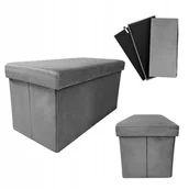Pufy i podnóżki - Pufa Siedzisko Schowek Tapicerowana Na Gadżety Perfect Duo Velvet Szary - miniaturka - grafika 1