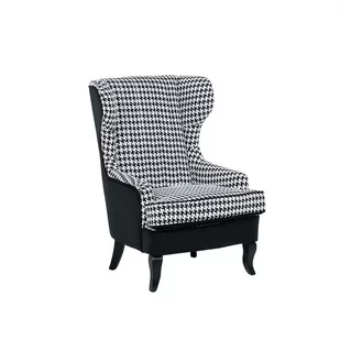 Beliani Fotel w pepitkę - fotel wypoczynkowy - do salonu - tapicerowany - MOLDE biało-czarny - Fotele - miniaturka - grafika 1