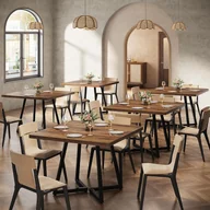 Stoły - Tribesigns Kwadratowy stół jadalny dla 6 osób, 80 cm, industrialny stół obiadowy z metalową podstawą, stół kuchenny, rustykalny brązowy i czarny - miniaturka - grafika 1