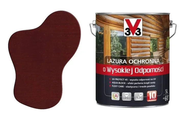 V33 Lazura ochronna o wysokiej odporności Mahoń 5L +